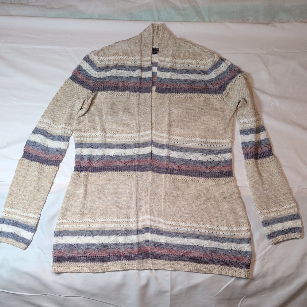 Lety & Me Womens Open Front Cardigan Sz Medium Lightweight Workwear Office